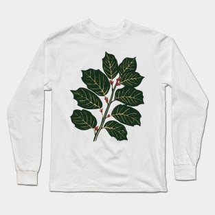 Zelkova Tree Design with Red Berries, Fall Foliage Long Sleeve T-Shirt